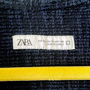 Zara blue short sleeved button down cotton polyester mix shirt